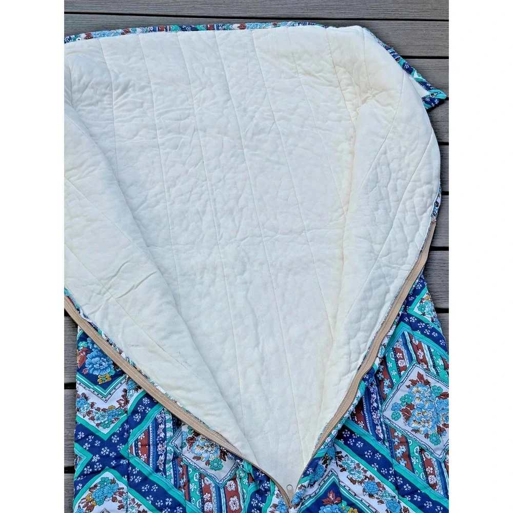 Vintage 1970s Wearable Sleeping Bag Boho Floral Patchwork Snuggi YKK Zip